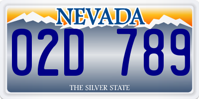 NV license plate 02D789