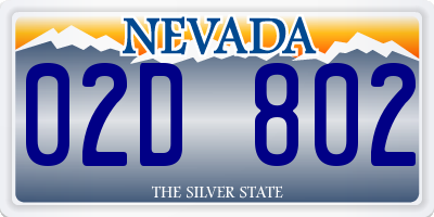 NV license plate 02D802