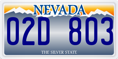 NV license plate 02D803