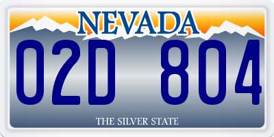 NV license plate 02D804