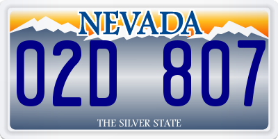 NV license plate 02D807