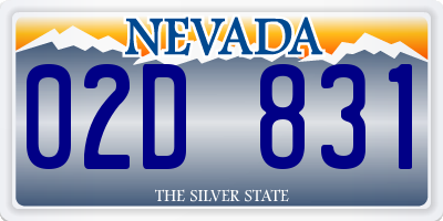 NV license plate 02D831