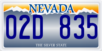 NV license plate 02D835