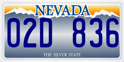 NV license plate 02D836