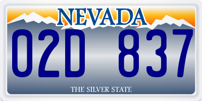 NV license plate 02D837