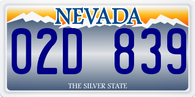 NV license plate 02D839