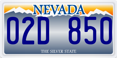 NV license plate 02D850