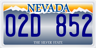 NV license plate 02D852