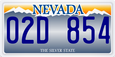 NV license plate 02D854