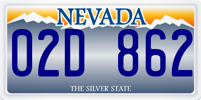 NV license plate 02D862