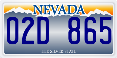 NV license plate 02D865