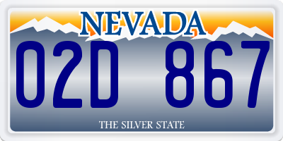 NV license plate 02D867