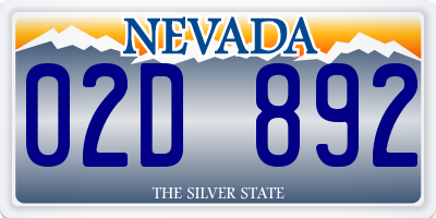 NV license plate 02D892