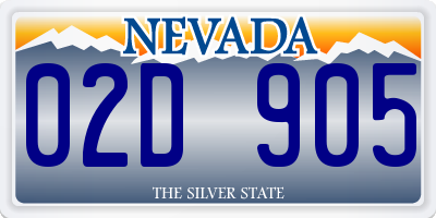 NV license plate 02D905