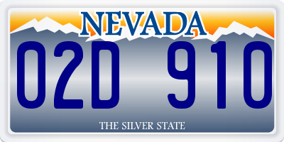 NV license plate 02D910