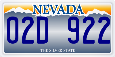 NV license plate 02D922