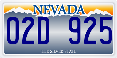 NV license plate 02D925