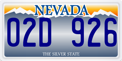 NV license plate 02D926