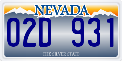 NV license plate 02D931