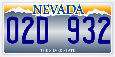 NV license plate 02D932