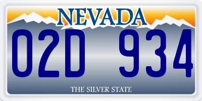 NV license plate 02D934