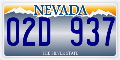 NV license plate 02D937