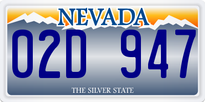 NV license plate 02D947