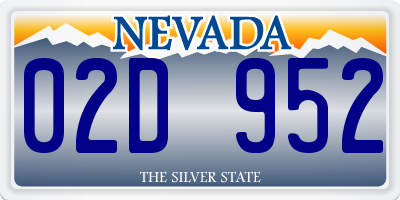 NV license plate 02D952