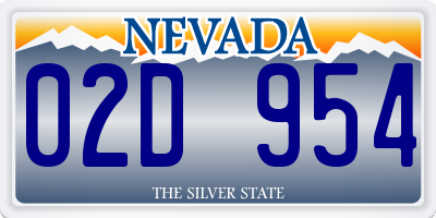 NV license plate 02D954