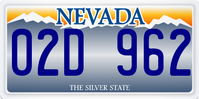 NV license plate 02D962