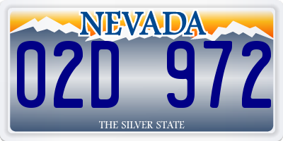 NV license plate 02D972