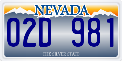 NV license plate 02D981