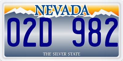 NV license plate 02D982