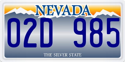 NV license plate 02D985