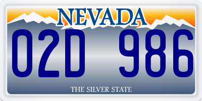 NV license plate 02D986