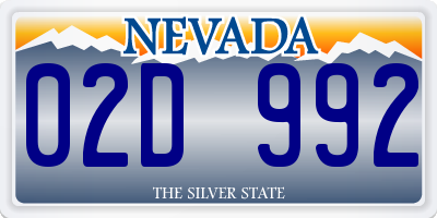 NV license plate 02D992
