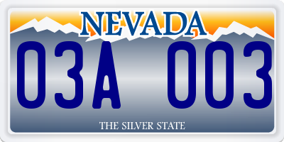 NV license plate 03A003