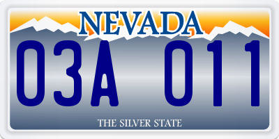 NV license plate 03A011