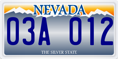 NV license plate 03A012