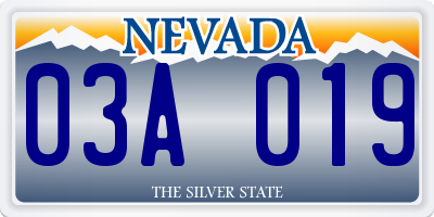 NV license plate 03A019