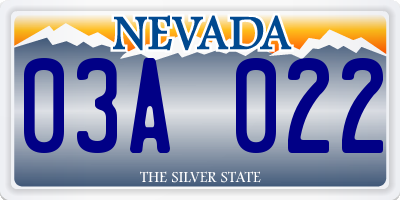 NV license plate 03A022