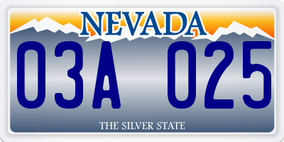 NV license plate 03A025