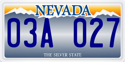 NV license plate 03A027