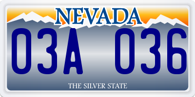 NV license plate 03A036