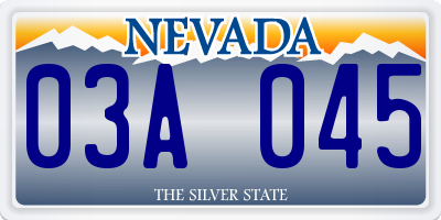 NV license plate 03A045