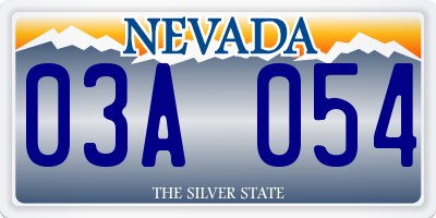 NV license plate 03A054