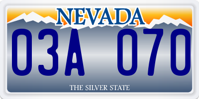 NV license plate 03A070