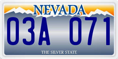 NV license plate 03A071