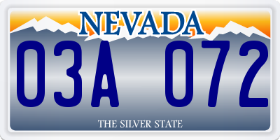 NV license plate 03A072