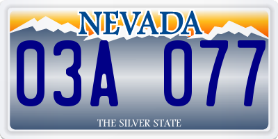 NV license plate 03A077